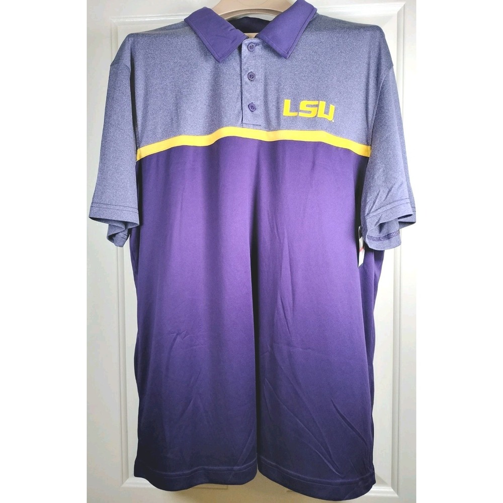 NWT LSU Tigers Polo Shirt Mens XL Purple Gray College Brands CSA Golf Apparel